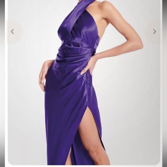 The Sei Cross Wrap Halter Midi Dress in Violet 6 - Picture 2 of 8